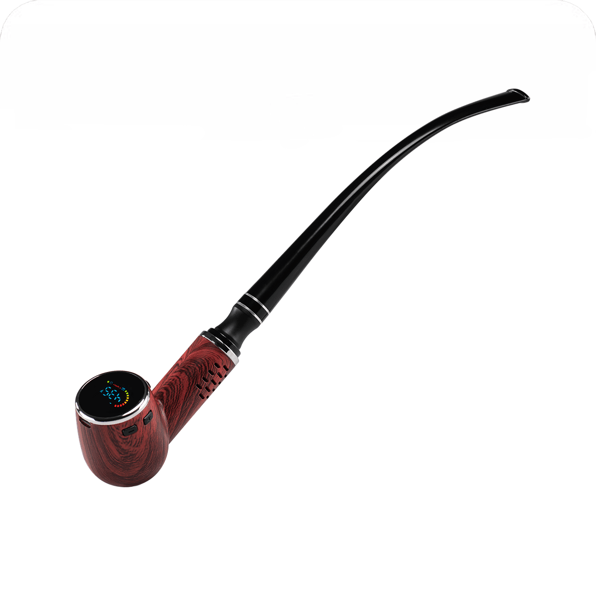Cipher Nautilus V3 dry herb vaporizer in Redheart Wood color showing optional Churchwarden stem.